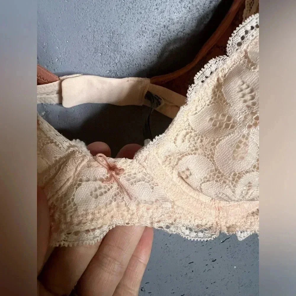 Aerie cream & brown HAPPY bra NWOT. Size 34C